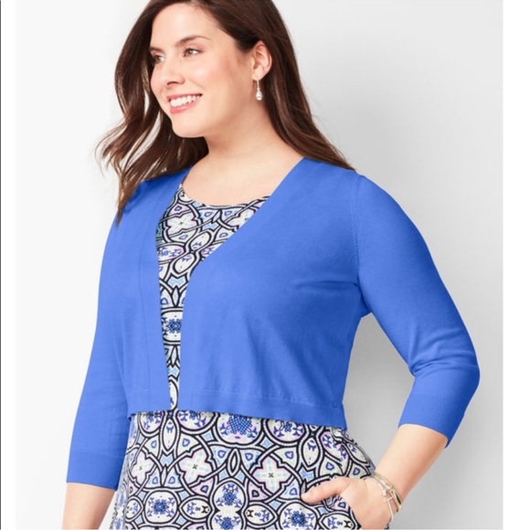 TALBOTS Azure Blue Knitted Traditional Cropped Sweater • 2X • NWT - Picture 1 of 9